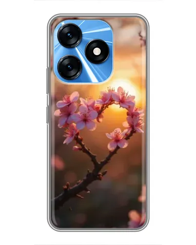 Чехол для TECNO Spark 10 с картинкой «Розовый цвет сердце на фоне заката» Чехол для TECNO Spark 10 с картинкой «Розовый цвет сердце на фоне заката»