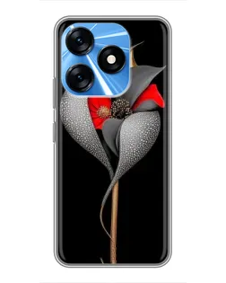 Чехол для TECNO Spark 10 с картинкой «Серебряный фантазийный цветок»
