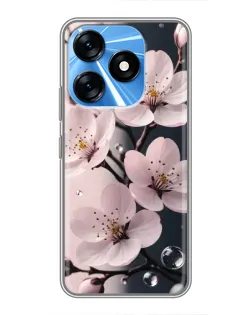 Чехол для TECNO Spark 10 с картинкой «Нежная сакура и капли»