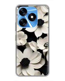 Чехол для TECNO Spark 10 с картинкой «Объемные белые цветы»