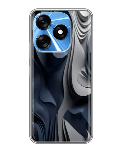 Чехол для TECNO Spark 10 с картинкой «Объемные синие складки»