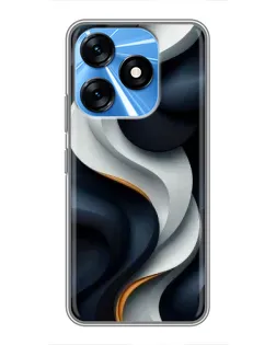 Чехол для TECNO Spark 10 с картинкой «Объемные черно-белые ленты»