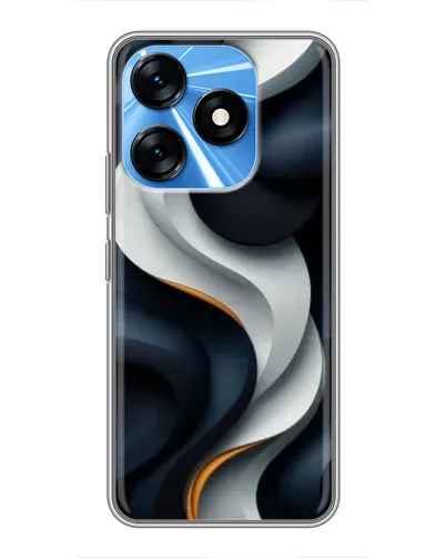 Чехол для TECNO Spark 10 с картинкой «Объемные черно-белые ленты»