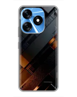 Чехол для TECNO Spark 10 с картинкой «Черные геометрические блоки»