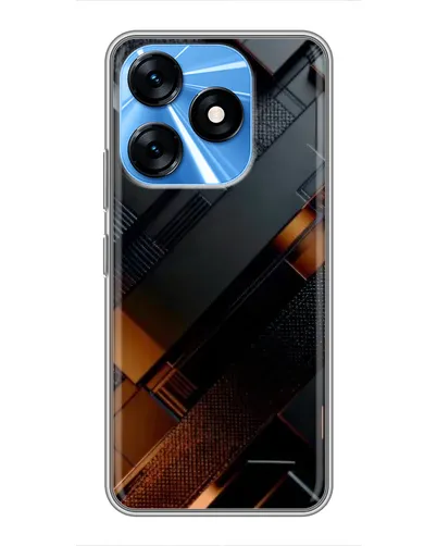 Чехол для TECNO Spark 10 с картинкой «Черные геометрические блоки»
