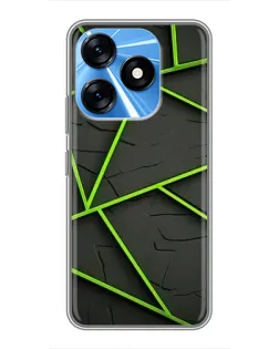 Чехол для TECNO Spark 10 с картинкой «Зеленые геометрические линии»
