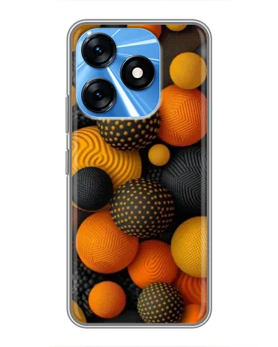 Чехол для TECNO Spark 10 с картинкой «Объемные оранжевые сферы»
