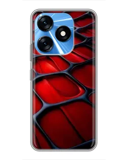 Чехол для TECNO Spark 10 с картинкой «Красная глянцевая сетка»