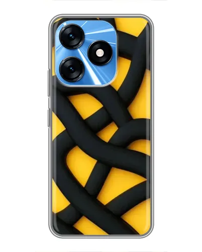 Чехол для TECNO Spark 10 с картинкой «Черное желтое переплетение»