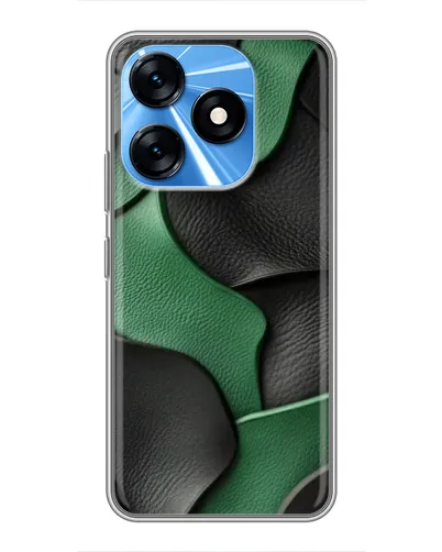 Чехол для TECNO Spark 10 с картинкой «Зеленые кожаные волны»