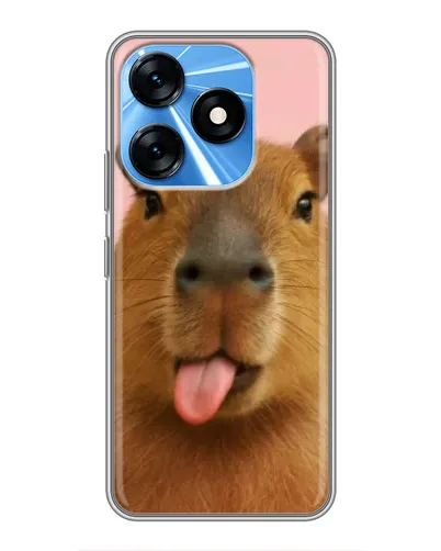Чехол для TECNO Spark 10 с картинкой «Капибара с языком»