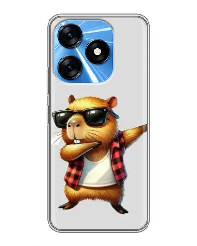 Чехол для TECNO Spark 10 с картинкой «Капибара рэпер даб»