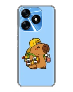Чехол для TECNO Spark 10 с картинкой «Капибара на скейте»
