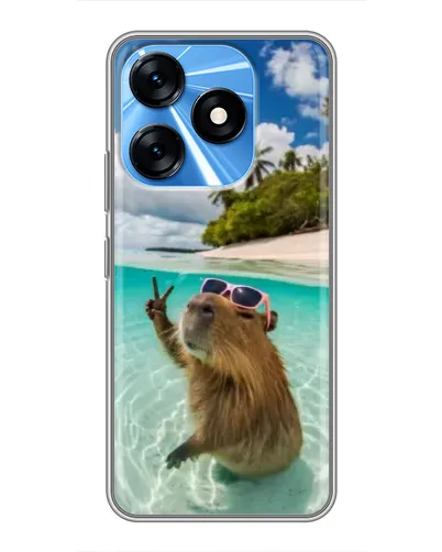 Чехол для TECNO Spark 10 с картинкой «Капибара на море»