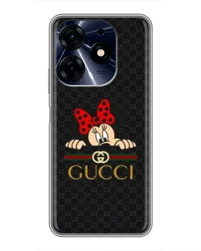 Чехол для TECNO Spark 10c с картинкой «Минни Маус Gucci — черный»