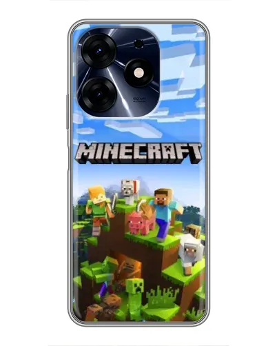 Чехол для TECNO Spark 10c с картинкой «Minecraft классический мир»