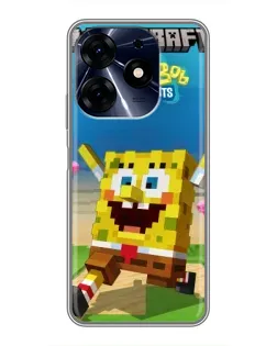 Чохол для TECNO Spark 10c з картинкою «Губка Боб Minecraft»