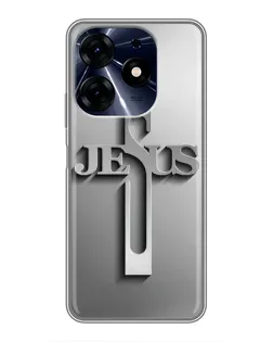 Чехол для TECNO Spark 10c с картинкой «Металлический крест Jesus»