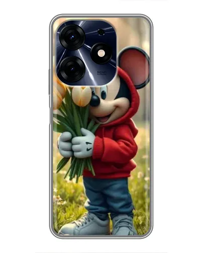 Чехол для TECNO Spark 10c с картинкой «Микки с тюльпанами»
