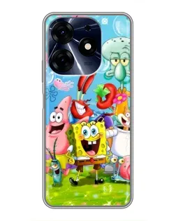 Чохол для TECNO Spark 10c з картинкою «Губка Боб та друзі»