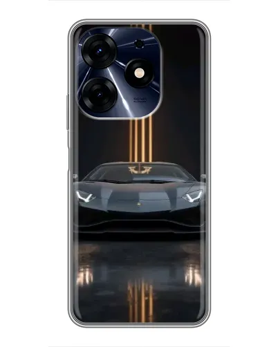 Чехол для TECNO Spark 10c с картинкой «Lamborghini золотые линии»