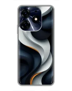 Чехол для TECNO Spark 10c с картинкой «Объемные черно-белые ленты»