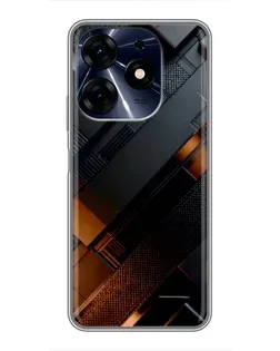 Чехол для TECNO Spark 10c с картинкой «Черные геометрические блоки»