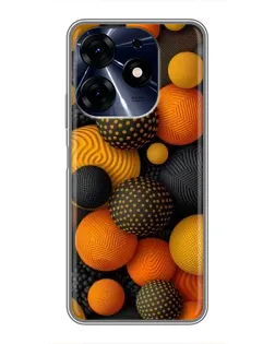 Чехол для TECNO Spark 10c с картинкой «Объемные оранжевые сферы»