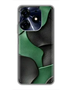 Чехол для TECNO Spark 10c с картинкой «Зеленые кожаные волны»