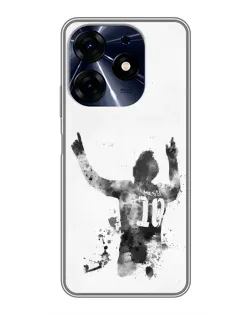 Чехол для TECNO Spark 10c с картинкой «Черно-белый силуэт Месси»
