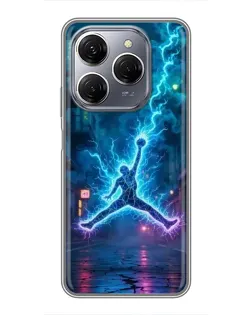 Чехол для TECNO Spark 20 Pro с картинкой «Jordan Gold Jumpman»