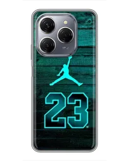 Чехол для TECNO Spark 20 Pro с картинкой «Jordan Cyan 23»