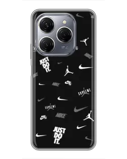 Чехол для TECNO Spark 20 Pro с картинкой «Nike Black Pattern»