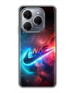 Чехол для TECNO Spark 20 Pro с картинкой «Огненный логотип Nike»