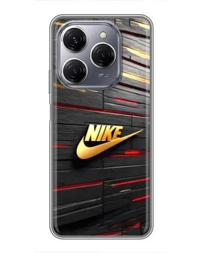 Чехол для TECNO Spark 20 Pro с картинкой «Золотой Nike на металле»