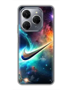 Чехол для TECNO Spark 20 Pro с картинкой «Космический Nike Swoosh»