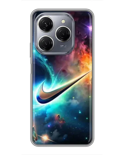 Чехол для TECNO Spark 20 Pro с картинкой «Космический Nike Swoosh»