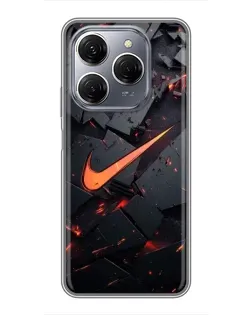 Чехол для TECNO Spark 20 Pro с картинкой «Nike — эффект разломов»