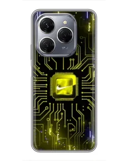 Чехол для TECNO Spark 20 Pro с картинкой «Nike — золотая искра»