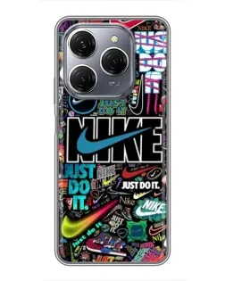 Чехол для TECNO Spark 20 Pro с картинкой «Яркий коллаж Nike»