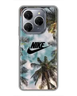 Чехол для TECNO Spark 20 Pro с картинкой «Тропический принт Nike»