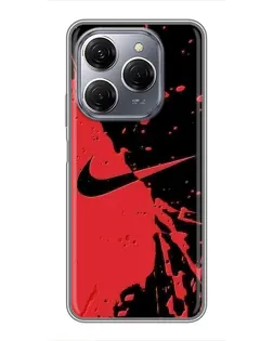 Чехол для TECNO Spark 20 Pro с картинкой «Красные брызги Nike»