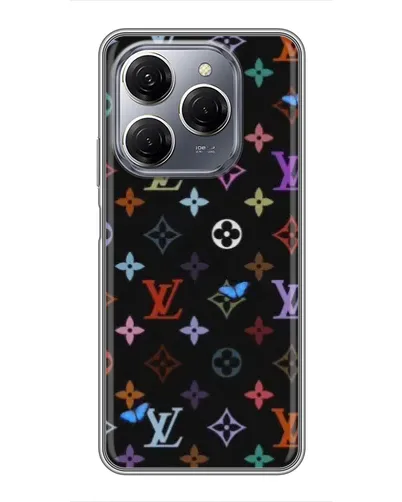 Чехол для TECNO Spark 20 Pro с картинкой «Цветная монограмма LV»