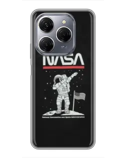 Чехол для TECNO Spark 20 Pro с картинкой «NASA — шагаем по Луне»