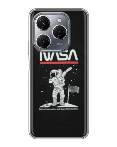 Чехол для TECNO Spark 20 Pro с картинкой «NASA — шагаем по Луне»