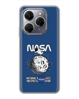 Чехол для TECNO Spark 20 Pro с картинкой «NASA — лунная миссия»