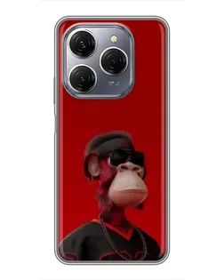 Чехол для TECNO Spark 20 Pro с картинкой «Bored Ape в красном»