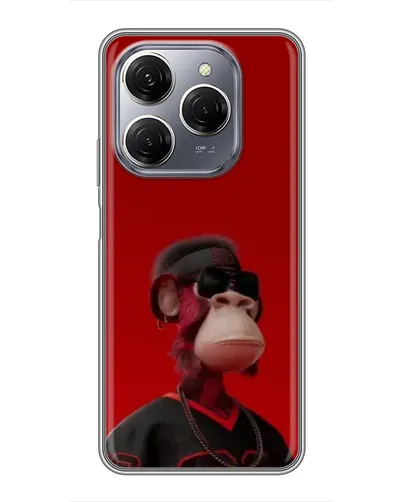 Чехол для TECNO Spark 20 Pro с картинкой «Bored Ape в красном»