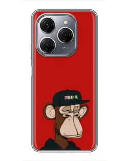 Чехол для TECNO Spark 20 Pro с картинкой «Bored Ape — красный фон»