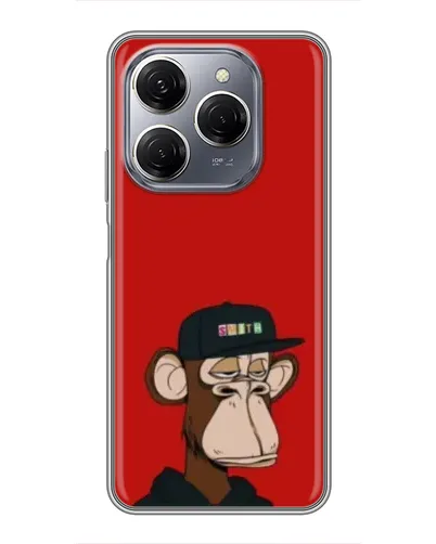 Чехол для TECNO Spark 20 Pro с картинкой «Bored Ape — красный фон»